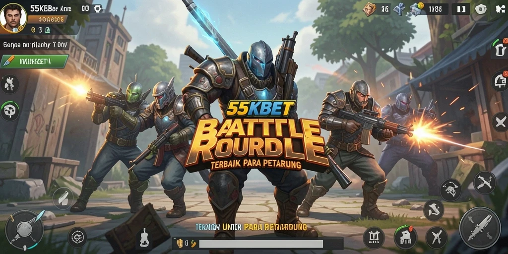 Tampilan gameplay seru 55KBET saat beraksi di arena Battle Royale.