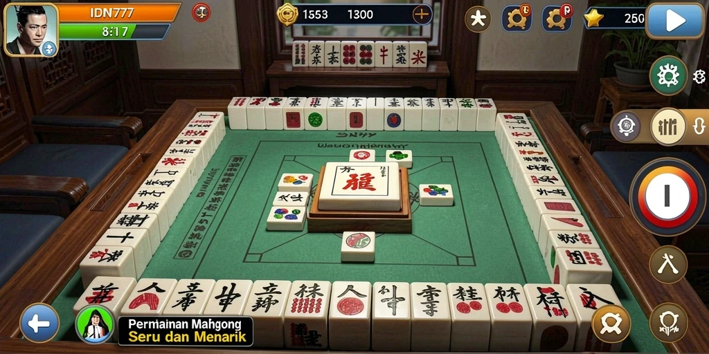 Tangkapan layar IDN777 menunjukkan gameplay seru dalam permainan Mahjong.