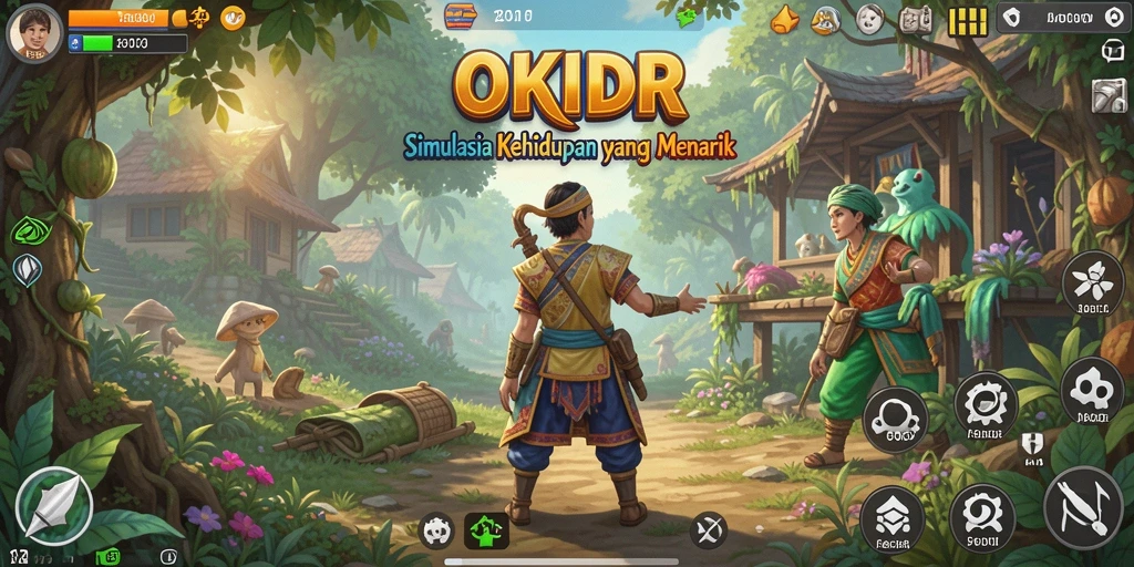 Screenshot gameplay OKIDR yang menunjukkan simulasi kehidupan yang menarik.
