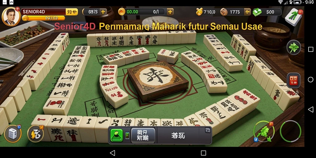 Tampilan gameplay menarik dari SENIOR4D yang menampilkan tingkat strategi Mahjong.