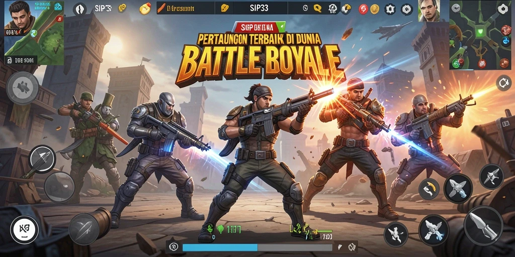 Tampilan gameplay intens di SIP33, penuh aksi Battle Royale yang mendebarkan.