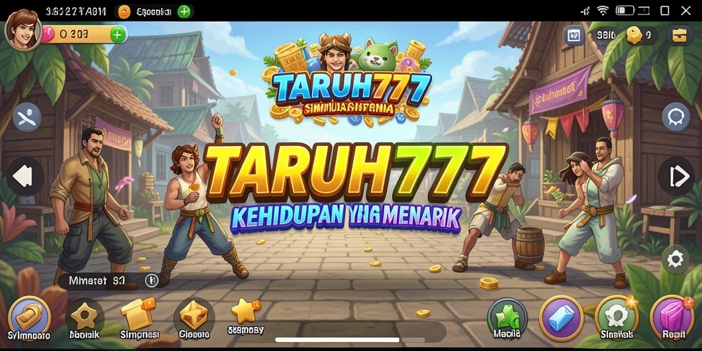 Screenshot gameplay TARUH777 dengan karakter berinteraksi di lingkungan virtual.